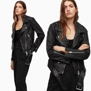 All Saints Balfern Black Leather Biker Jacket NWT $570